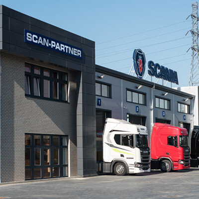 batiment de l'entreprise Scania pour l'entretien des poids lourds